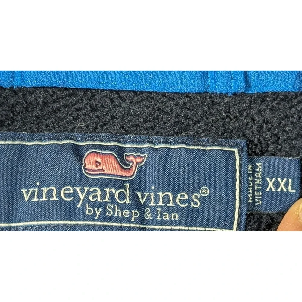Vineyard Vines Men's Full Zip Harbor Fleece Vest With Logo Tag Nautical Blue XXL
